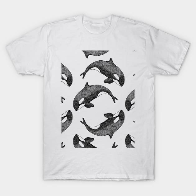 Dancing Orca - black T-Shirt by TheAlbinoSnowman